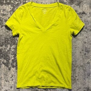 J.Crew V-Neck T-Shirt Lime Green Women's Top